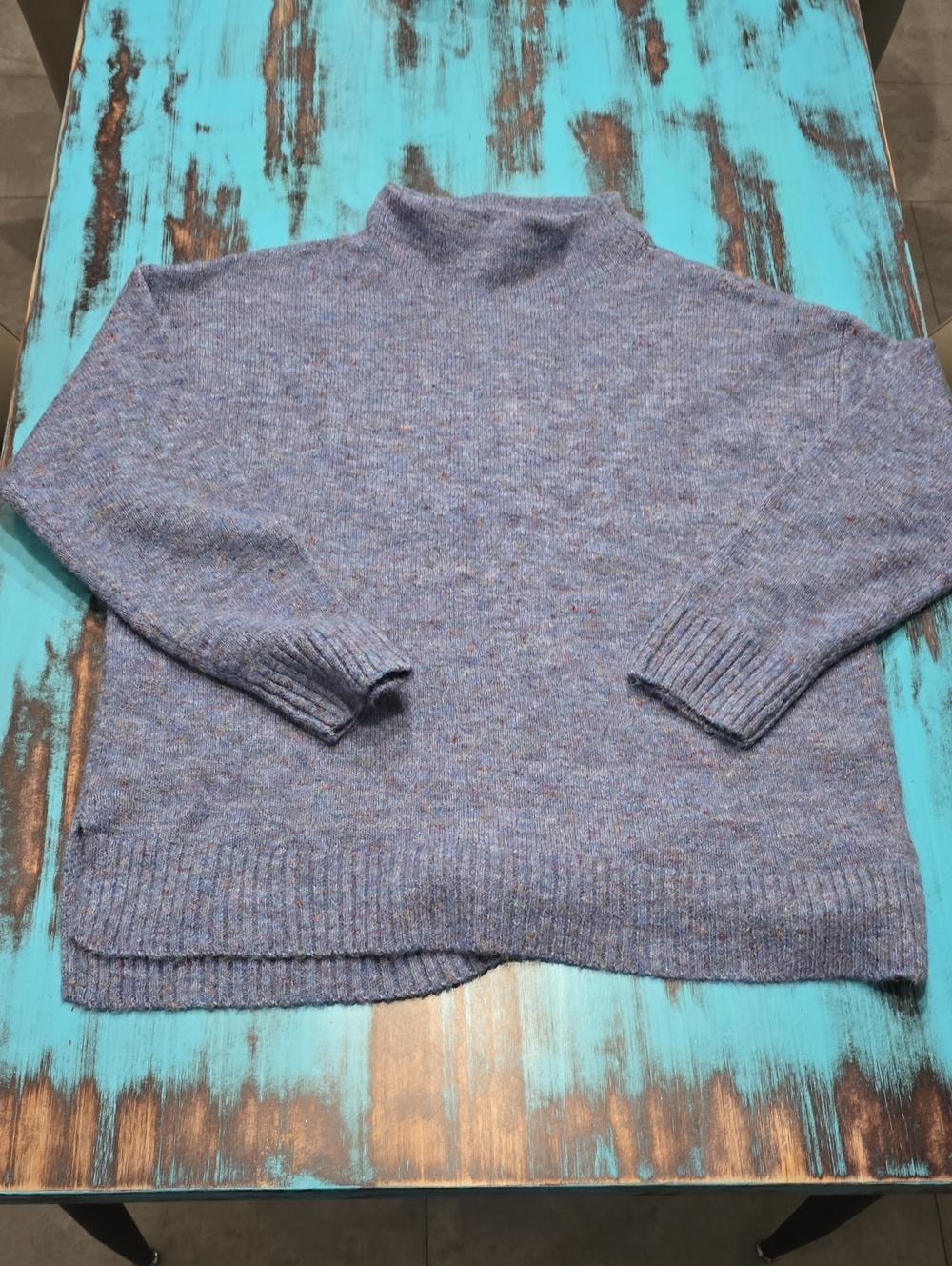Well Worn Blue Heathered Turtleneck Sweater